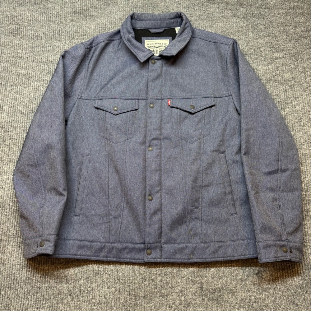 Levi's Mens Soft‎ Shell Trucker Jacket XXL Blue Heather Full Zip Casual Coat